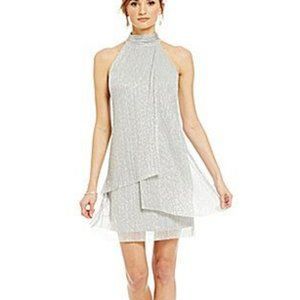 Crinkle Metallic Cocktail Dress
